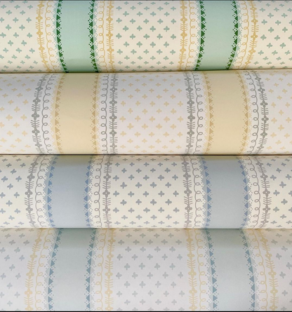 Directoire Stripe Wallpaper - Pale Blue and Yellow