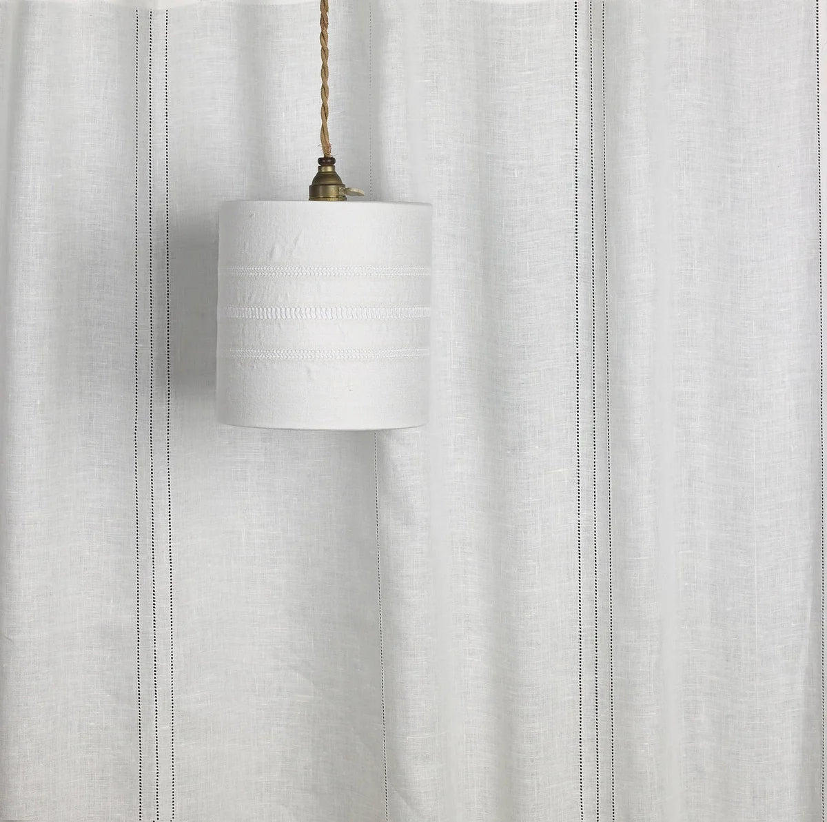 Drawn Thread Fabric Hemstitch Rows - Ivory White
