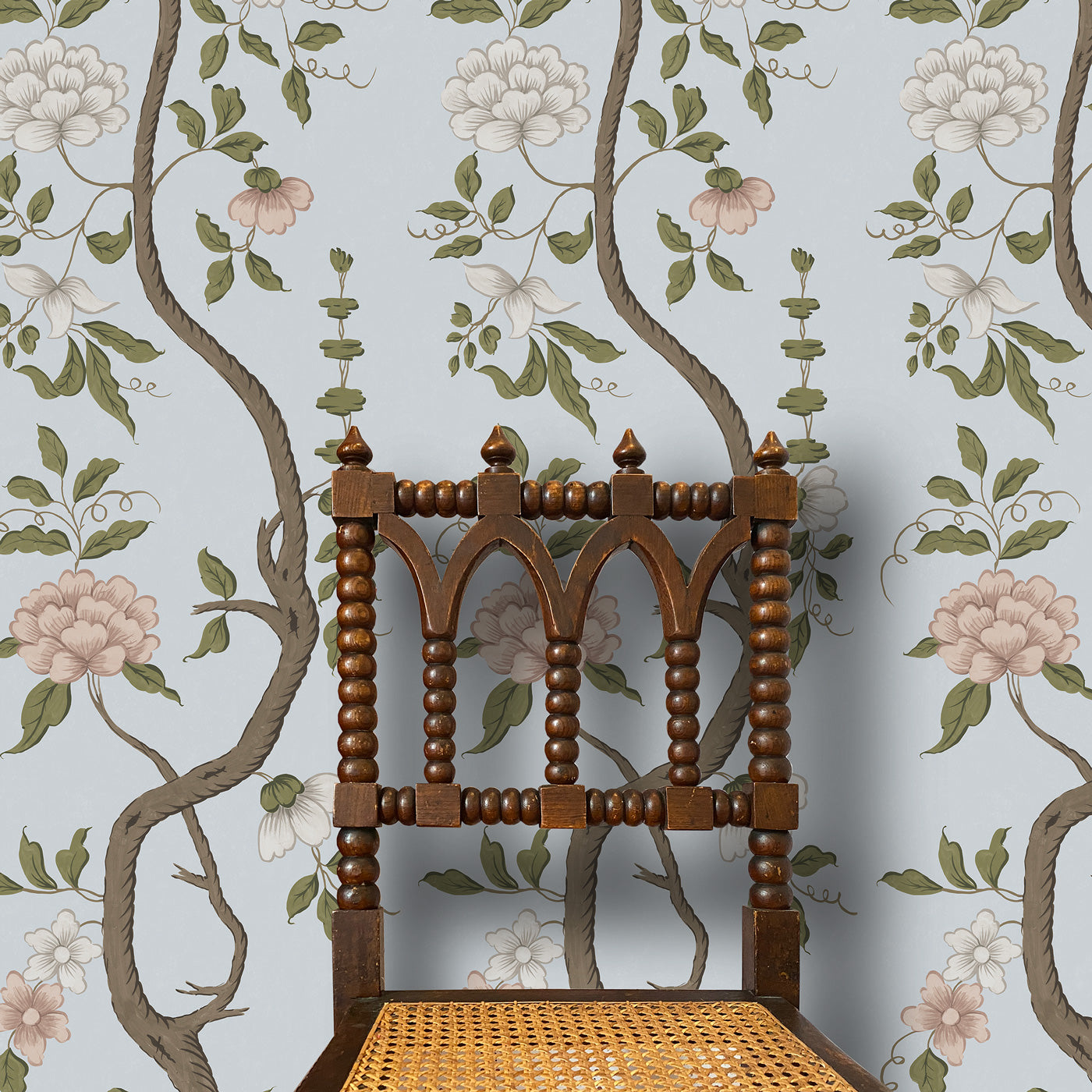 Drottningholm Tree Wallpaper - Tiepolo Blue Small