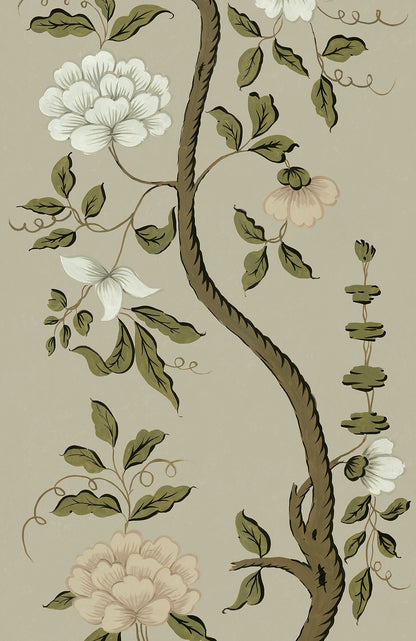 Drottningholm Tree Wallpaper - Pale Olive Small