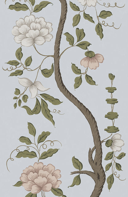 Drottningholm Tree Wallpaper - Tiepolo Blue Small