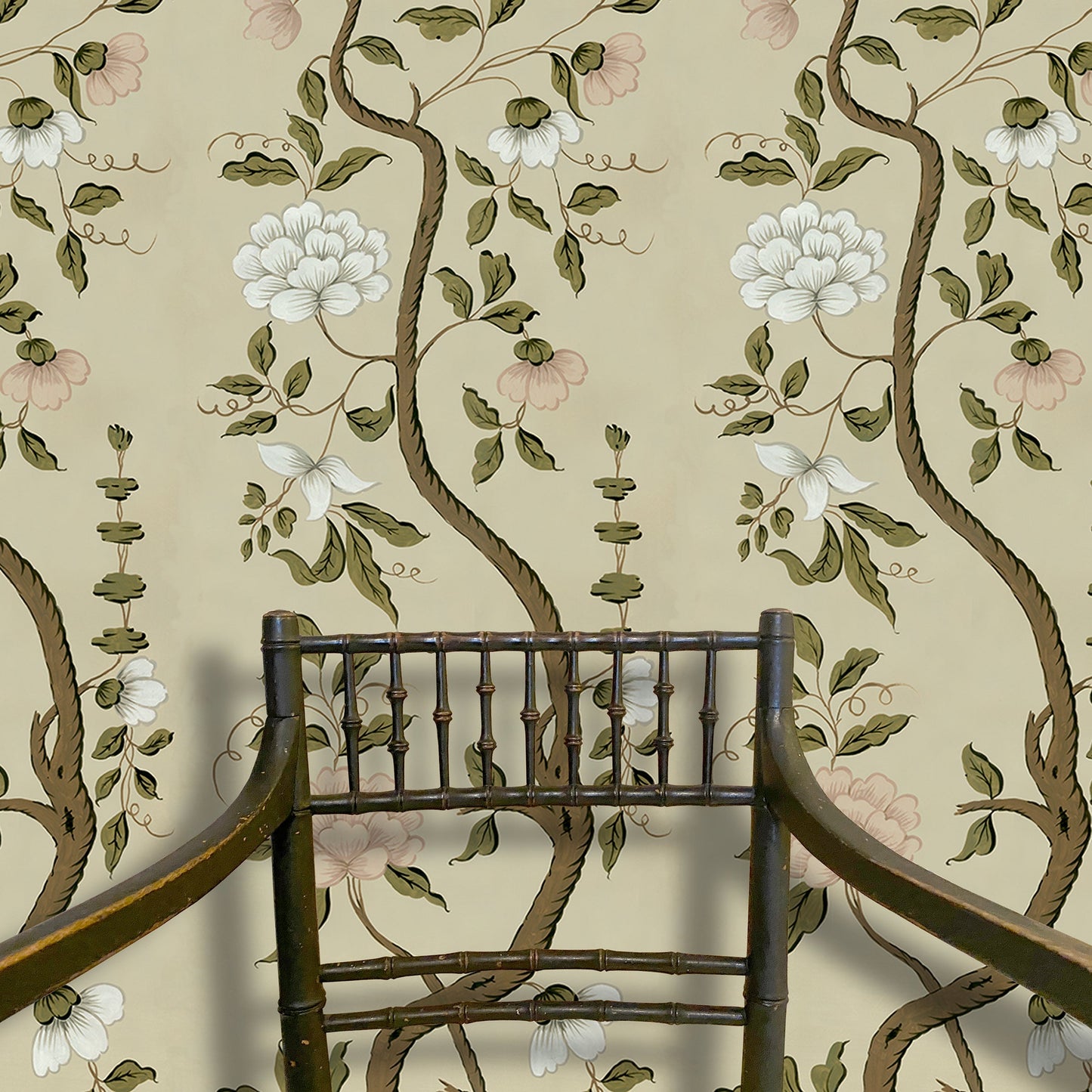 Drottningholm Tree Wallpaper - Pale Olive Small