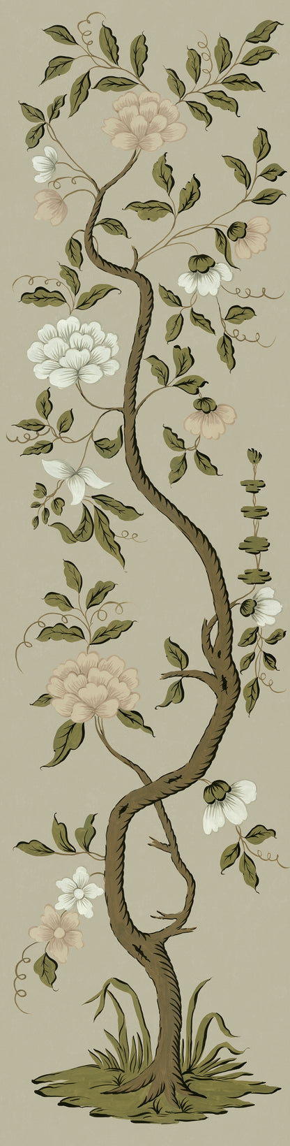 Drottningholm Tree Wallpaper - Pale Olive Small