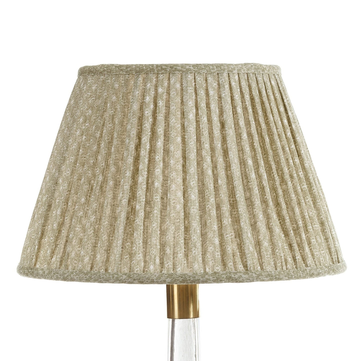16 Inch Round Gathered Bedwyn Lampshade - Green Figured