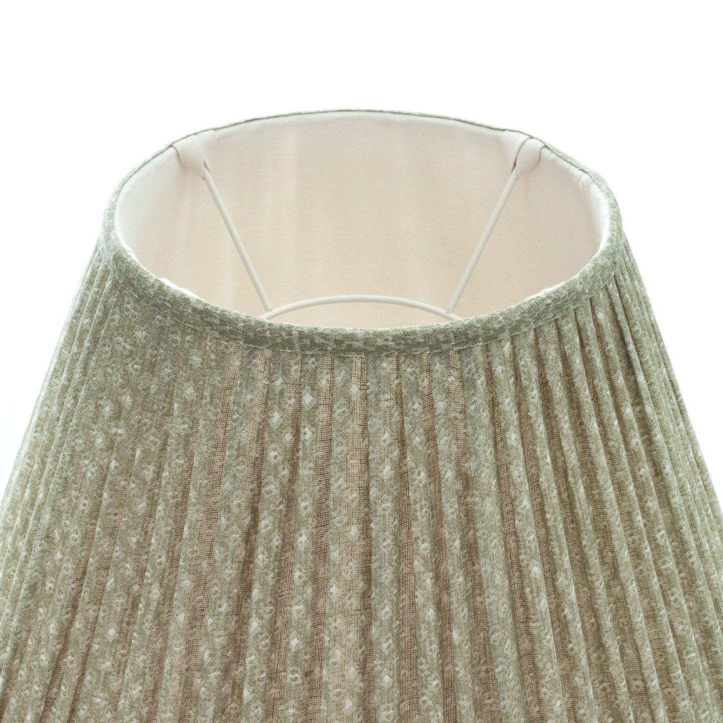 16 Inch Round Gathered Bedwyn Lampshade - Green Figured