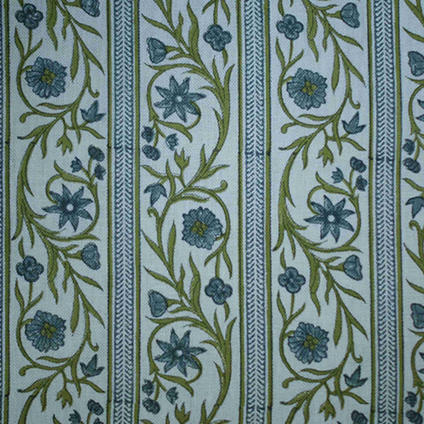Floral Stripe - Deep Blue & Lime