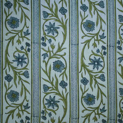 Floral Stripe - Deep Blue & Lime