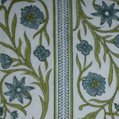 Floral Stripe - Deep Blue & Lime