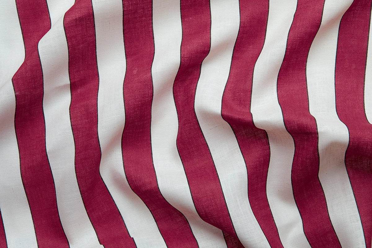 Plain Stripe Voile - Ruby