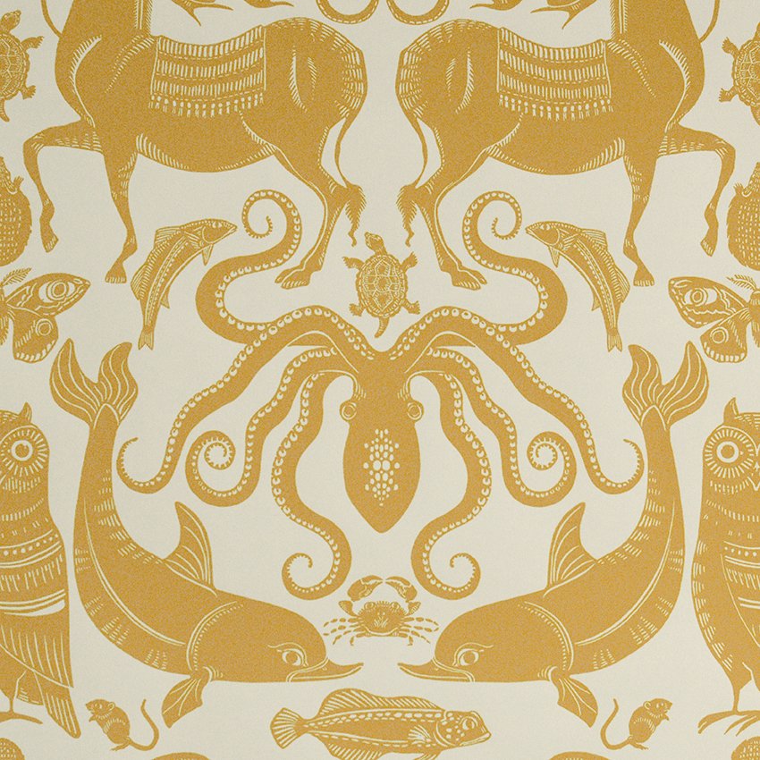 Birds & Beasts Wallpaper - Sand