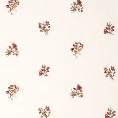 Flax & Field Posy Printed Linen Voile - Scarlet / Oyster