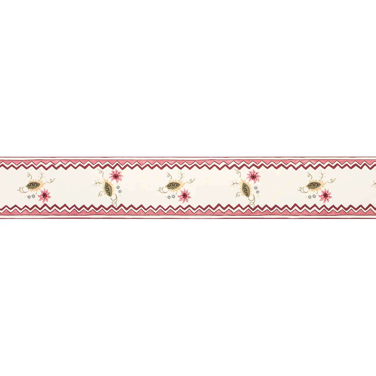 Floral Sprig Border - Raspberry