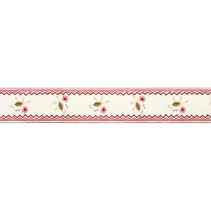 Floral Sprig Border - Raspberry