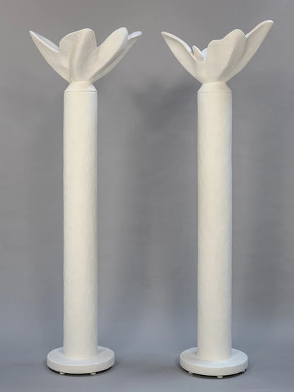 Flower Torchiere - White Plaster