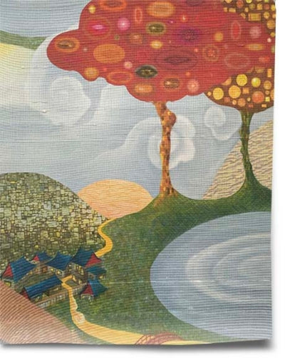 Fortune River - West (Red Trees) on Silk