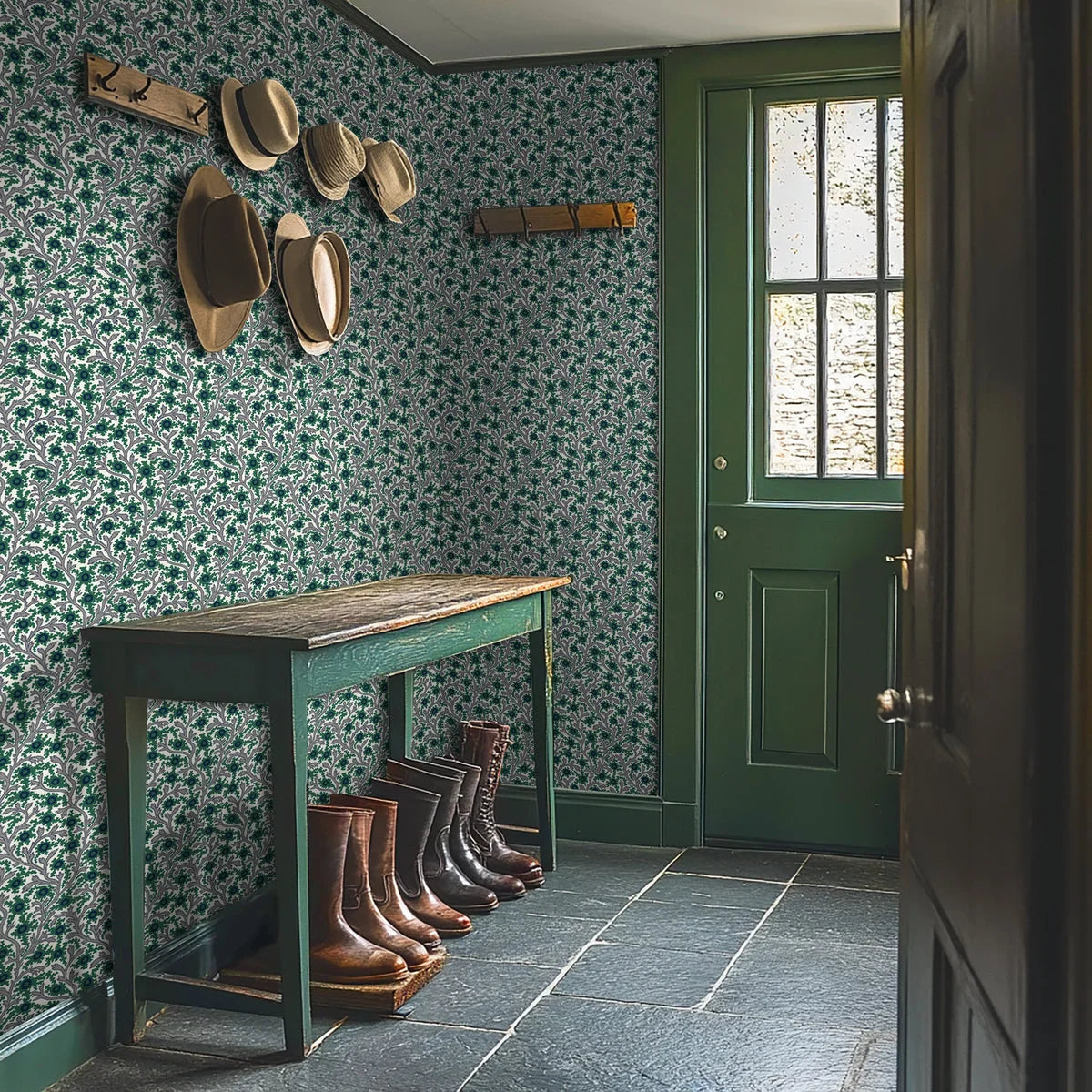 Hedgerow Wallpaper - Thistle Green