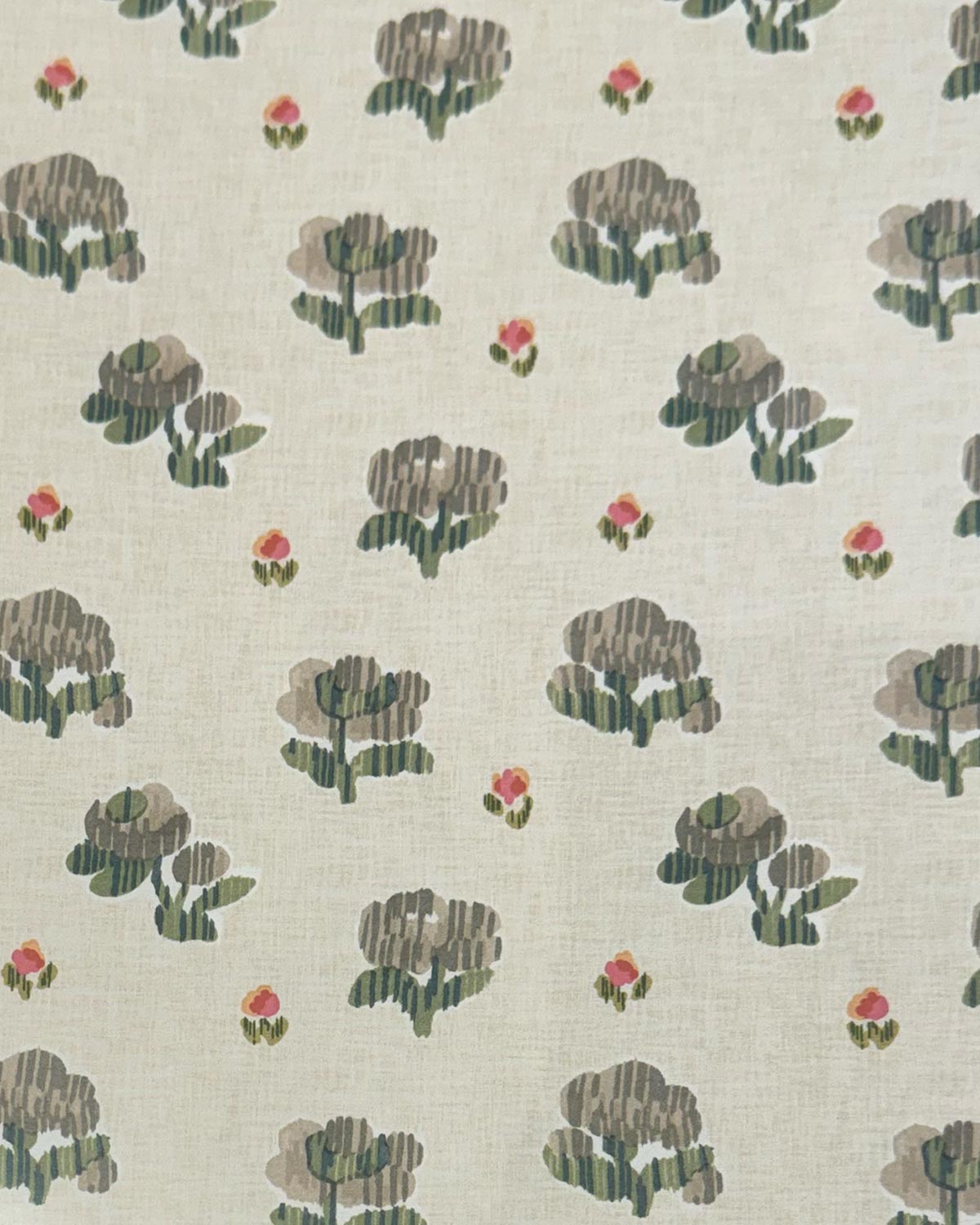 Petite Ikat Rose Wallpaper - French Grey