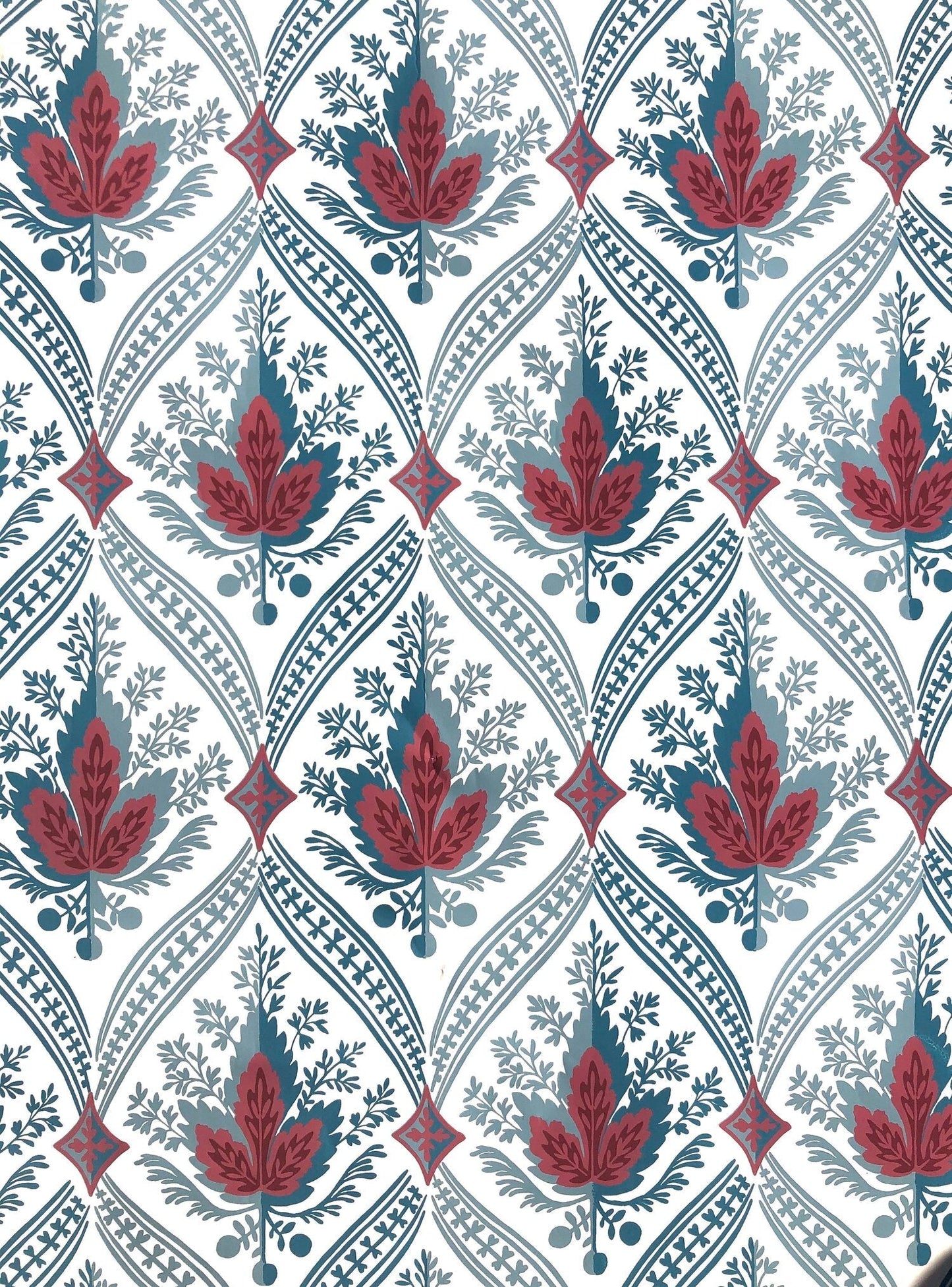 Leaves Wallpaper - Red & Blue