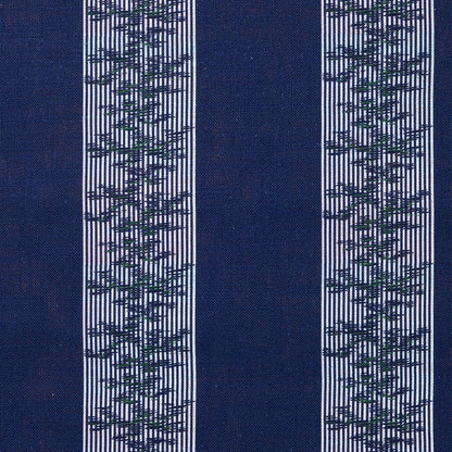 Rayure Ottoman Sur Lin - Blue Marine