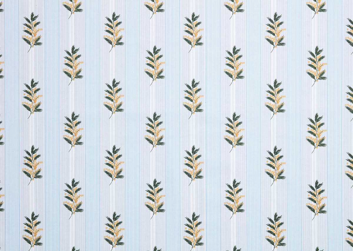 Rayure Mimosa - Large Jaune Fond Blue