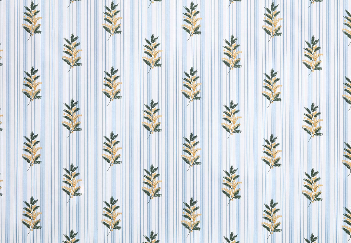 Rayure Mimosa - Fine Jaune Fond Blue
