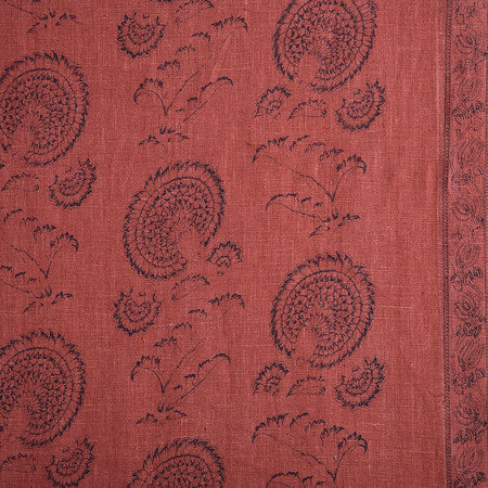 Indian Flower - Indigo on Red
