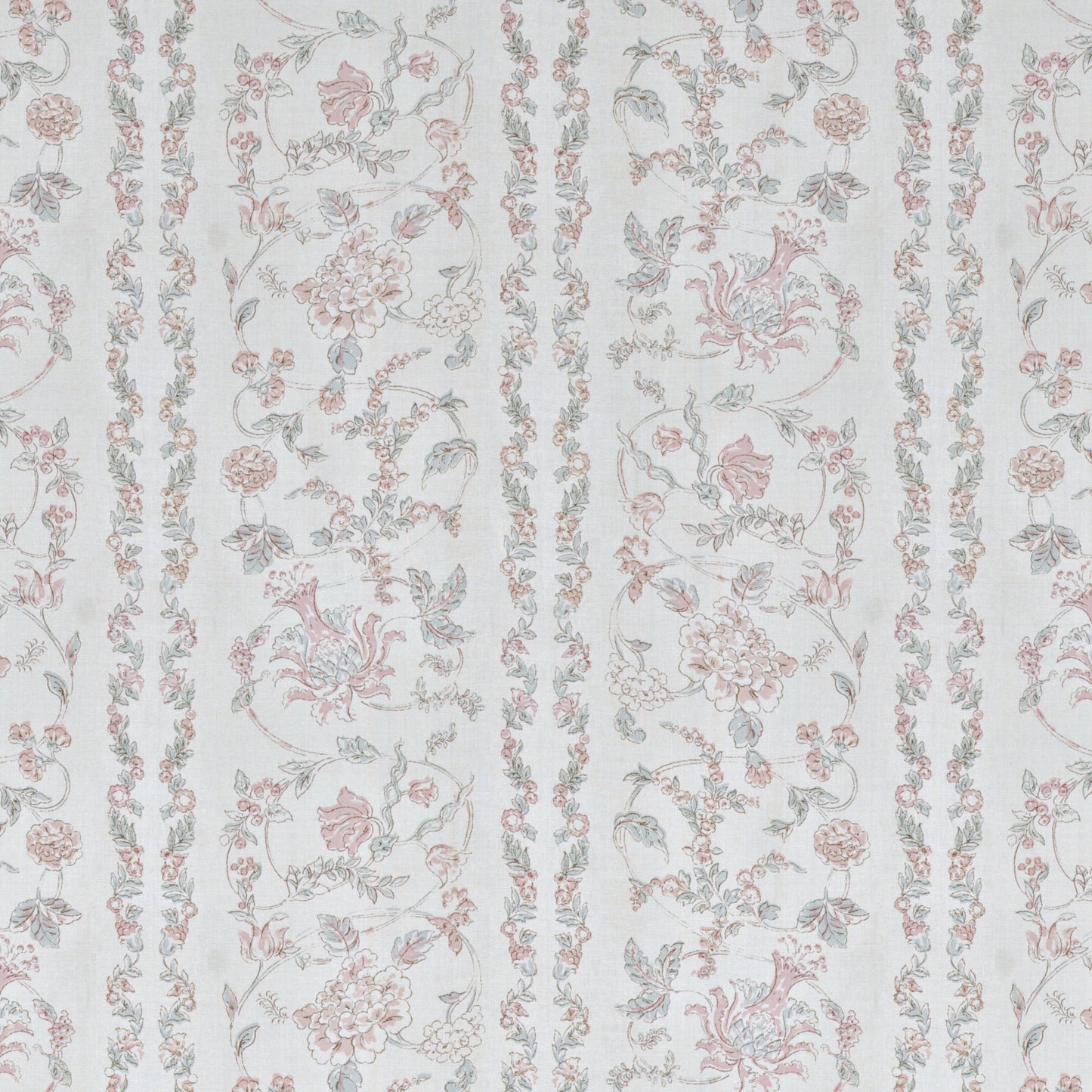 Josephine Silk - Rose/Aqua On Ivory