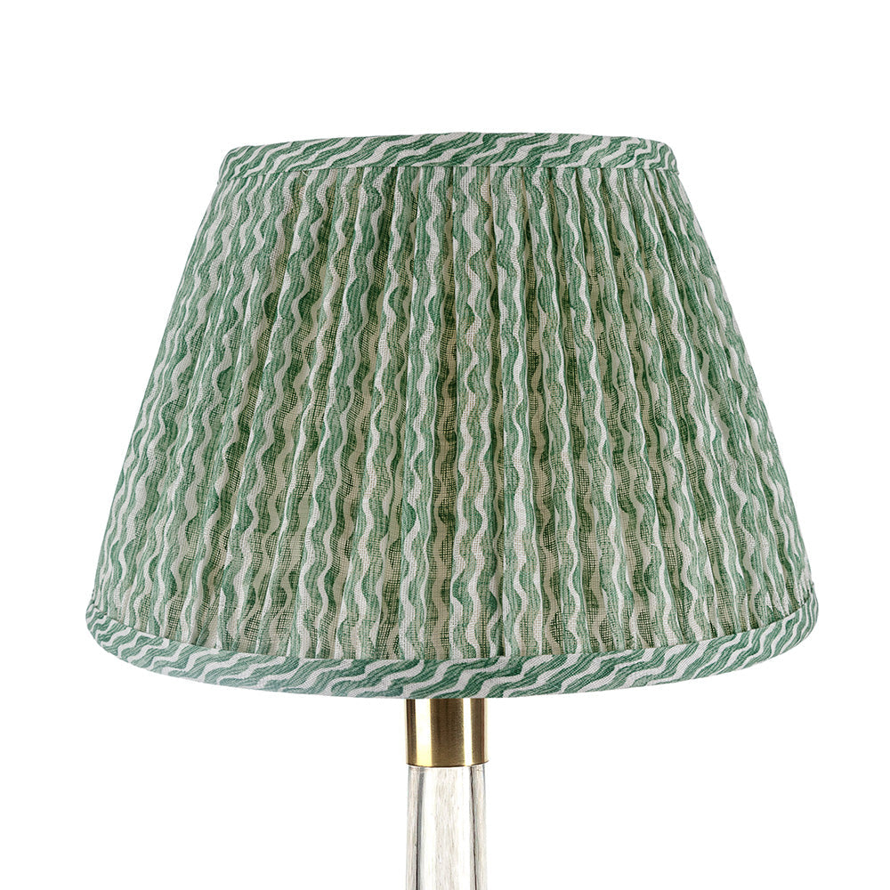 16 Inch Round Gathered Bedwyn Lampshade - Green Popple