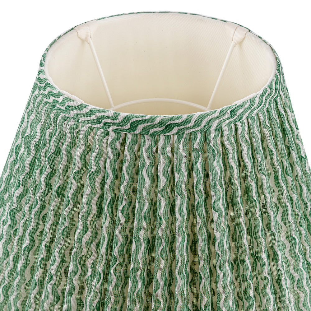 16 Inch Round Gathered Bedwyn Lampshade - Green Popple