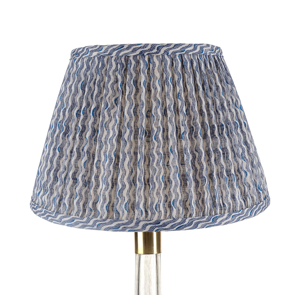 16 Inch Round Gathered Bedwyn Lampshade - Blue Popple
