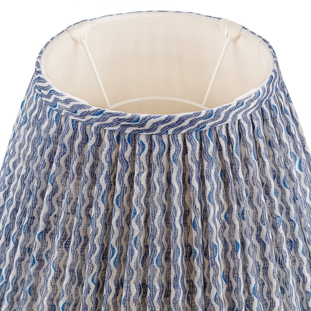 16 Inch Round Gathered Bedwyn Lampshade - Blue Popple