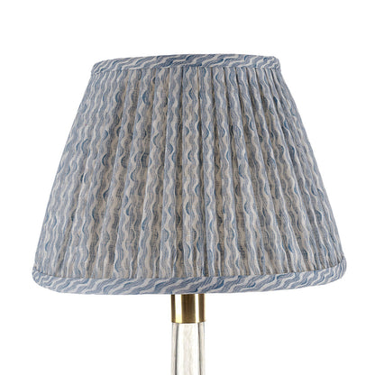 16 Inch Round Gathered Bedwyn Lampshade - Light Blue Popple