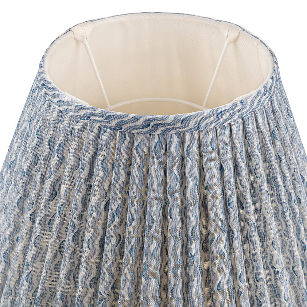 16 Inch Round Gathered Bedwyn Lampshade - Light Blue Popple