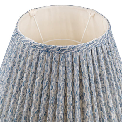 16 Inch Round Gathered Bedwyn Lampshade - Light Blue Popple