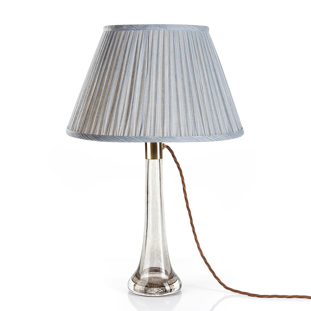 16 Inch Round Gathered Bedwyn Lampshade - Light Blue Strie