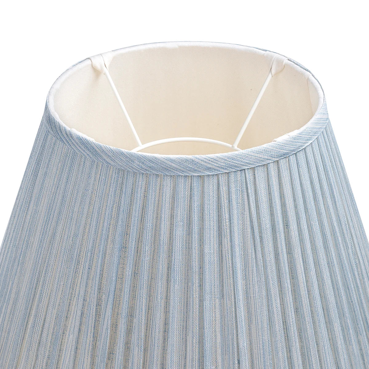 16 Inch Round Gathered Bedwyn Lampshade - Light Blue Strie