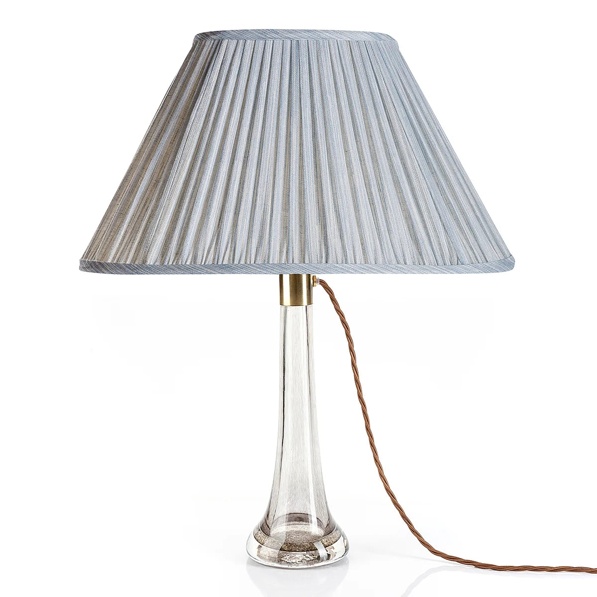 16 Inch Oval Gathered Bedwyn Lampshade - Light Blue Strie