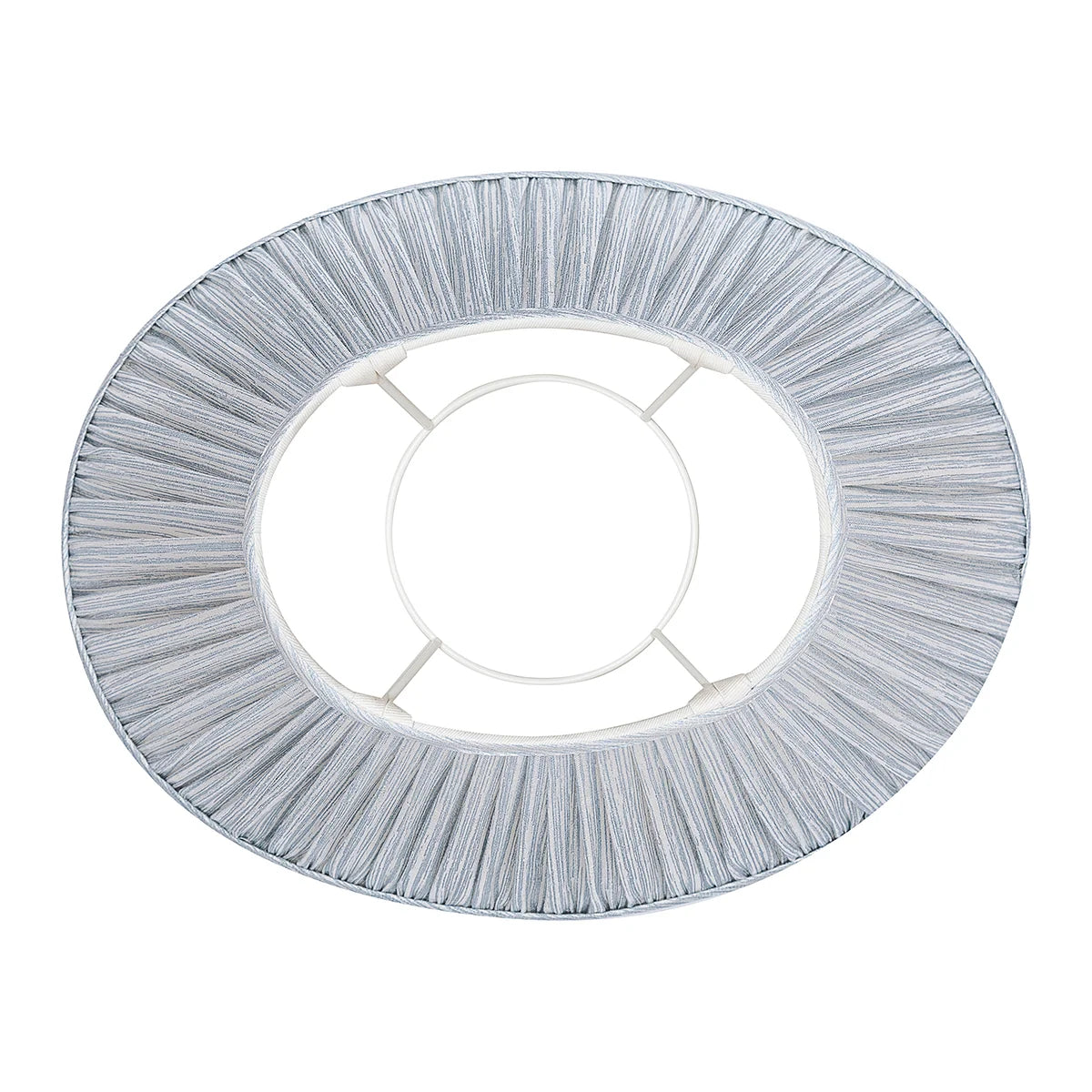 16 Inch Oval Gathered Bedwyn Lampshade - Light Blue Strie