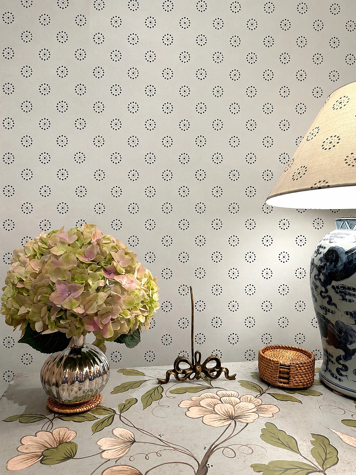 Linen Stamp Wallpaper - Underglaze Blue