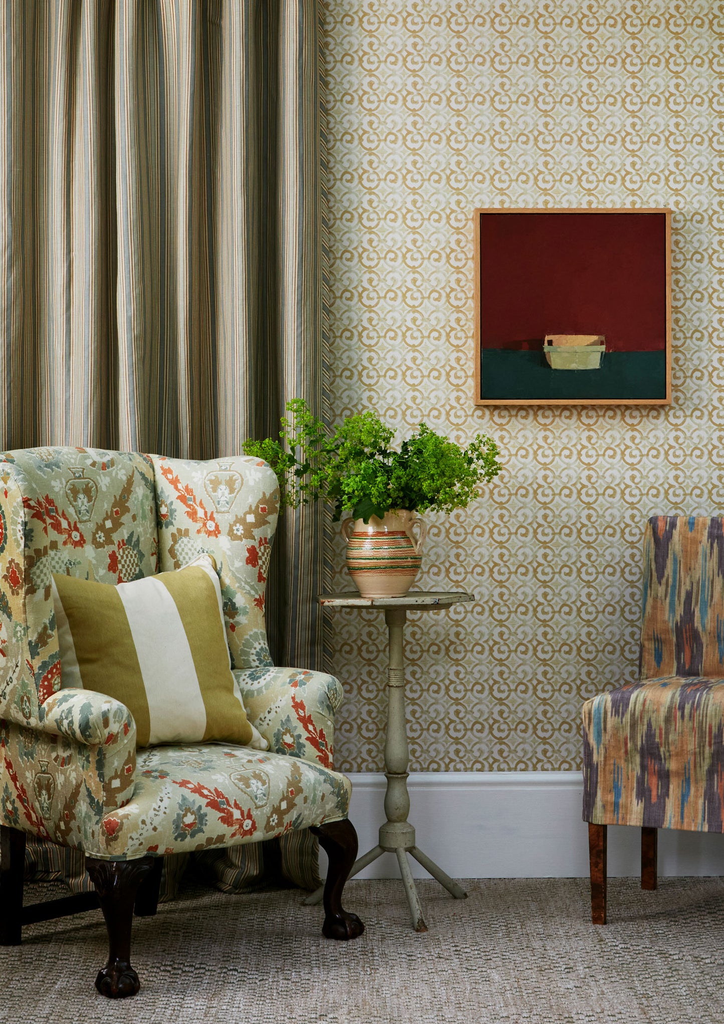 Filigree Wallpaper - Olive