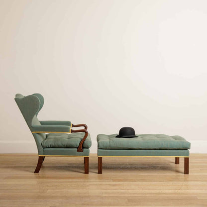 Duchess Chair & Footstool - Walnut - antique mahogany finish