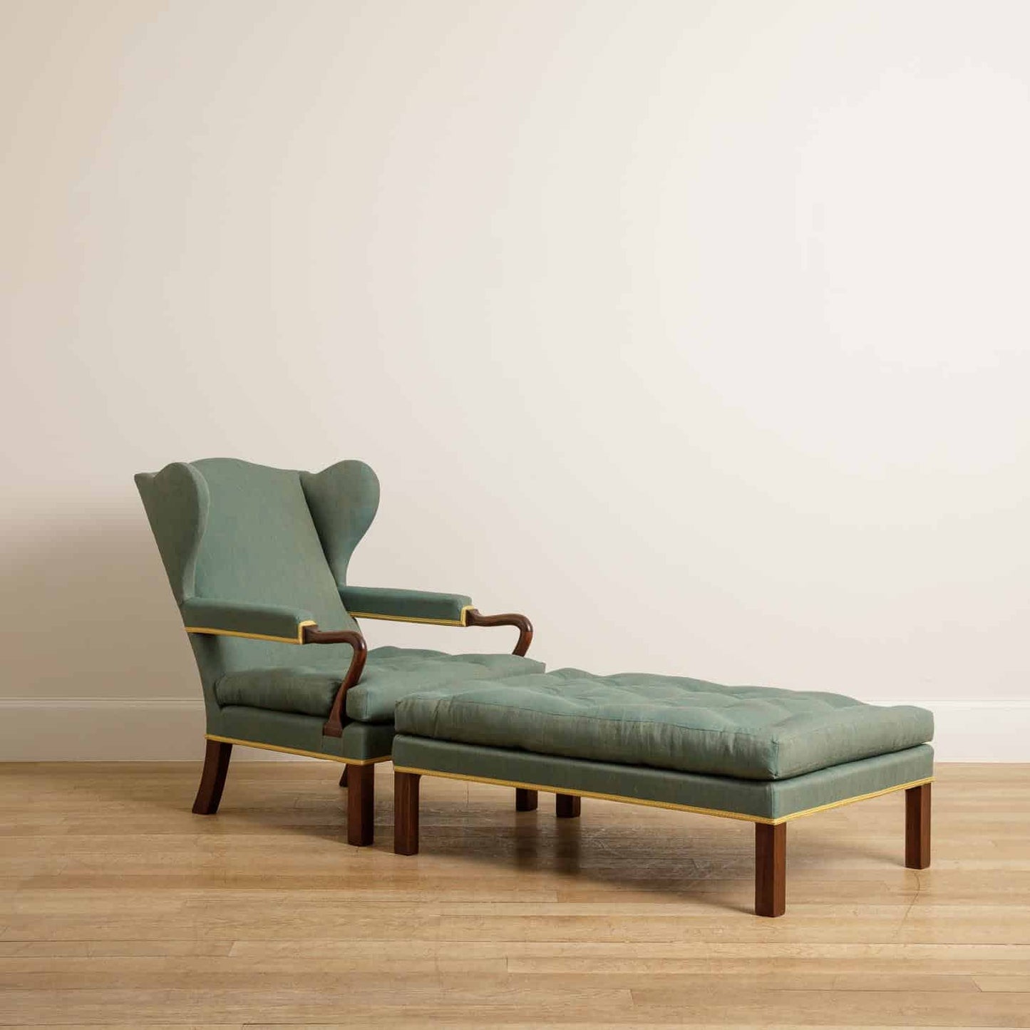 Duchess Chair & Footstool - Walnut - antique mahogany finish