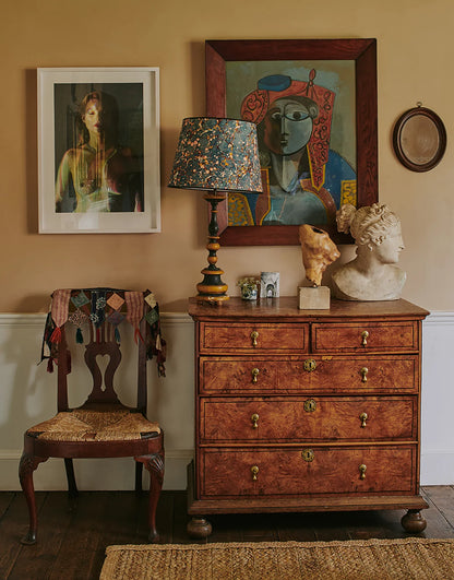Mrs Pricket Lamp - Hand painted black and yellow ochre