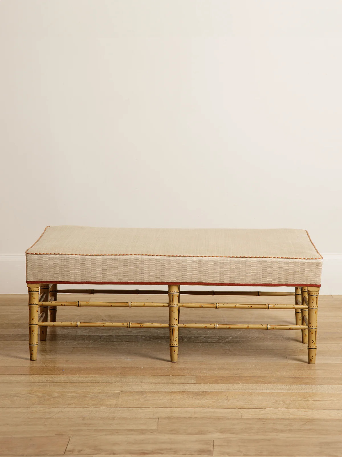 Bamboo Ottoman - hand painted in ochre with traditional paint