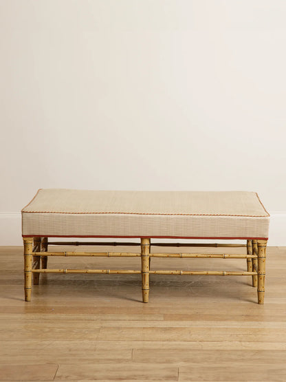 Bamboo Ottoman - hand painted in ochre with traditional paint