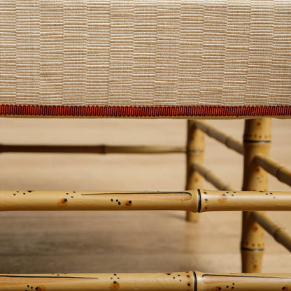 Bamboo Ottoman - hand painted in ochre with traditional paint
