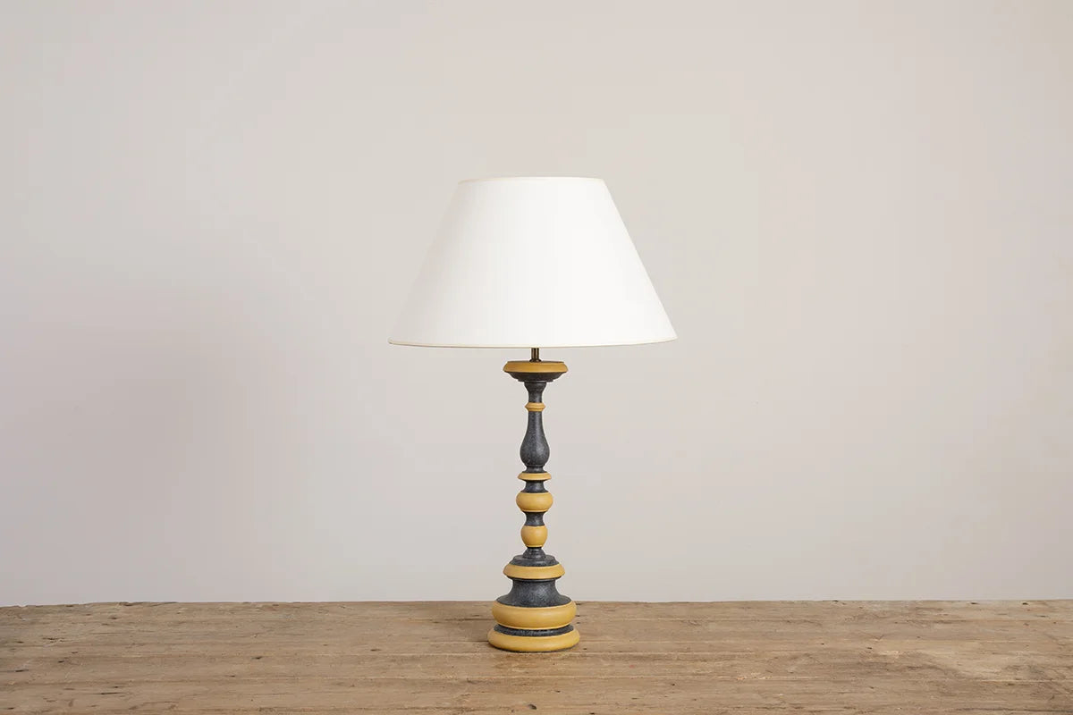 Mrs Pricket Lamp - Hand painted black and yellow ochre
