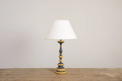 Mrs Pricket Lamp - Hand painted black and yellow ochre