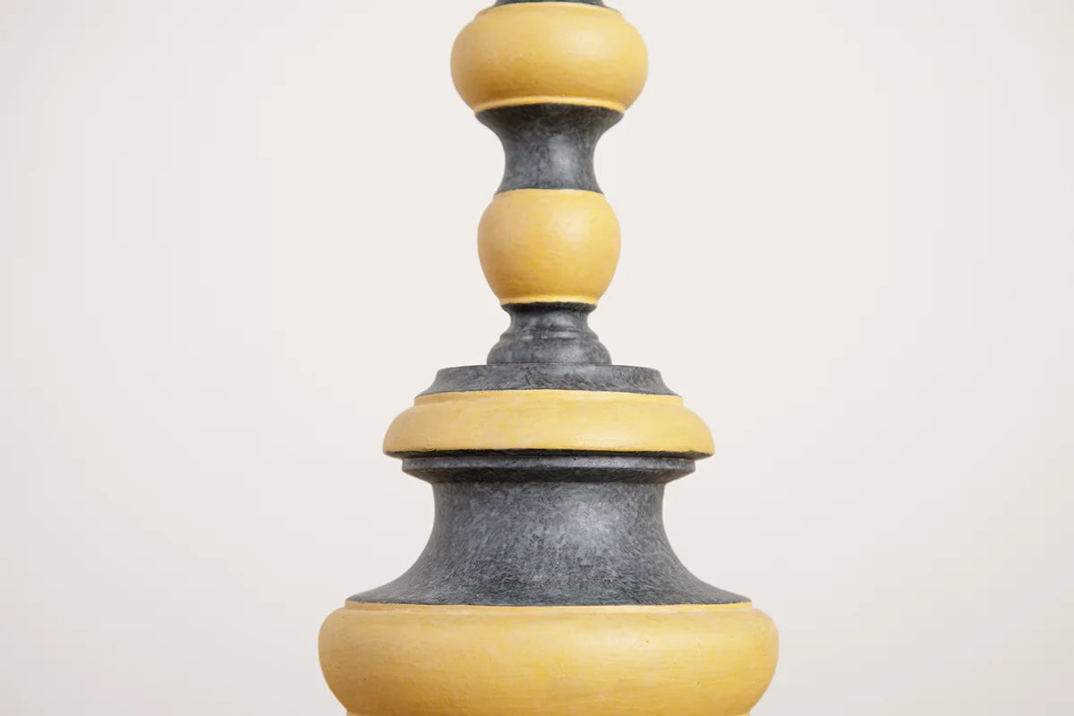 Mrs Pricket Lamp - Hand painted black and yellow ochre