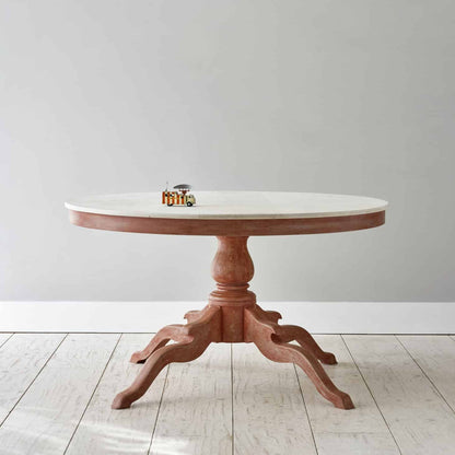 Galloping Dining Table - Solid beech base with distressed painted finish. Solid sycamore top